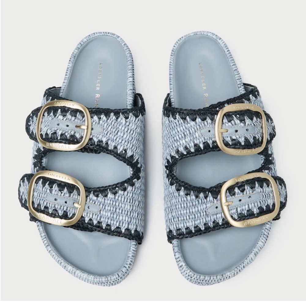 Loeffler Randall Theo Raffia Sandals in Blue!